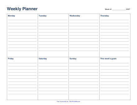 Free 2027 Weekly Planner Printable (PDF)